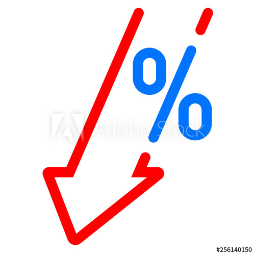 500x500 Gdp Decrease Fall, Red Arrow And Percent Icon Vector Gdp