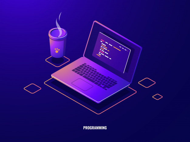 626x469 Laptop With Program Code Isometric Icon, Software Development