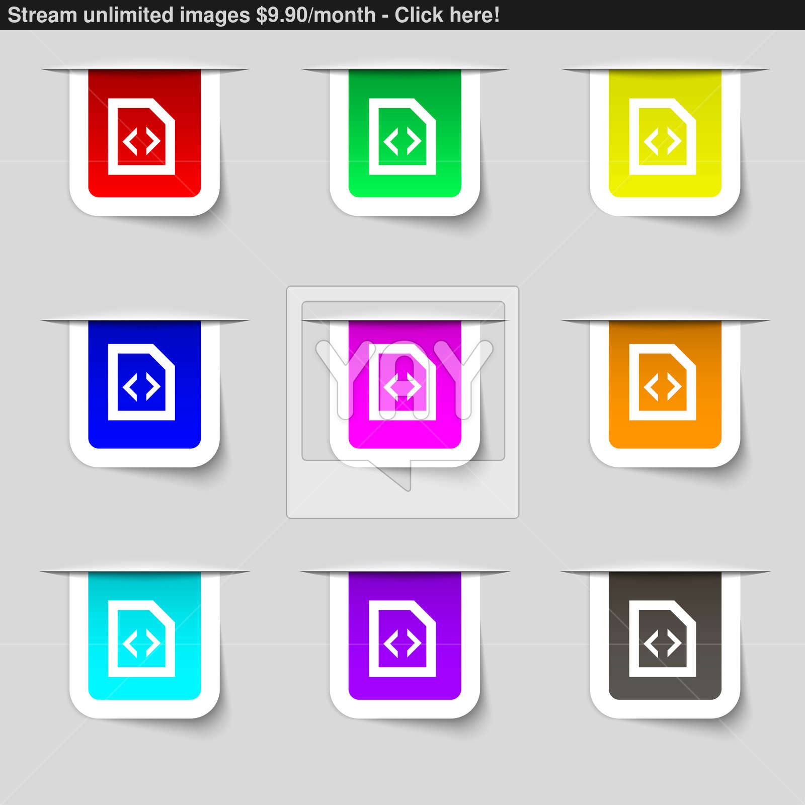 1600x1600 Programming Code Icon Sign Set Of Multicolored Modern Labels