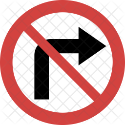 256x256 Right Turn Prohibited Icon Of Flat Style