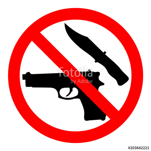 500x500 Weapon Prohibited Icon Forbidding Vector Sign No Weapons