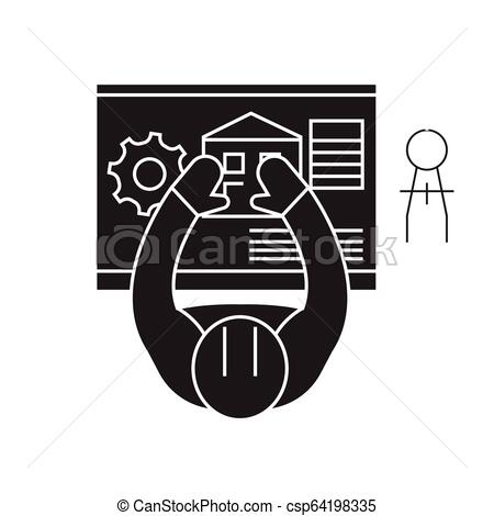 450x470 Construction Project Manager Black Vector Concept Icon
