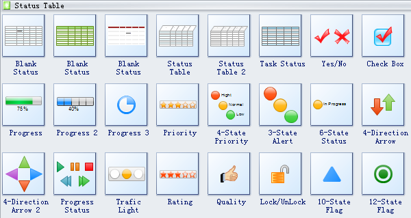 Status table. Status symbols example. Status Table icon. Windows Mac symbols Table. Task status Tree.