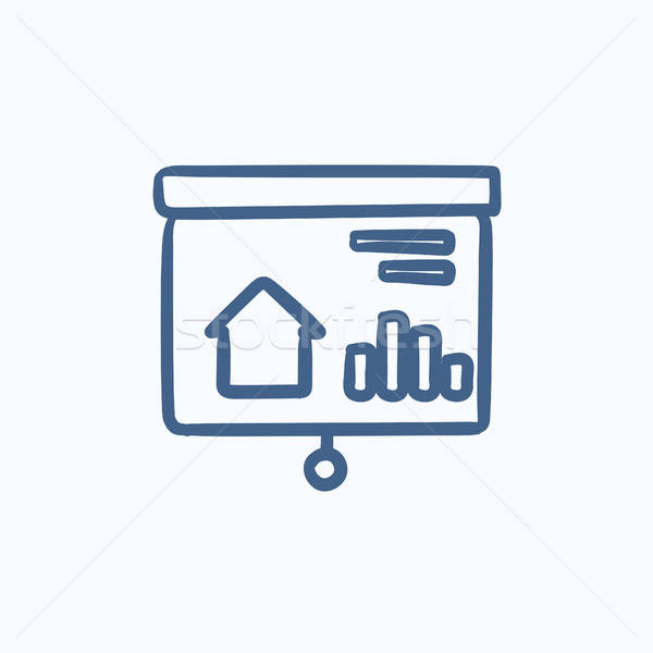 600x600 Presentation On Projector Screen Sketch Icon Vector Illustration