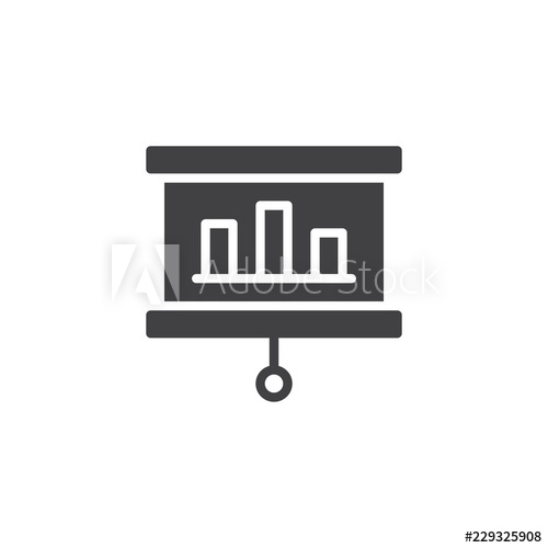 500x500 Projector Screen With Graph Vector Icon Filled Flat Sign
