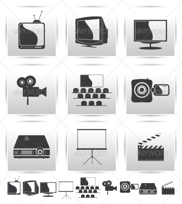 590x662 Vector Movie Icons Film And Projector Screen Icons Graphiciver