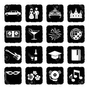 300x300 Photostock Vector Prom Night Icons Grunge Black Flat Design Vector