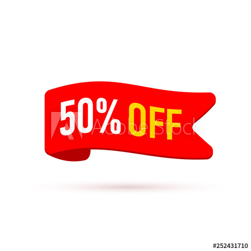 500x500 Ribbon Tag With Discount Offer Low Cost Icon Promo Icon In Flat