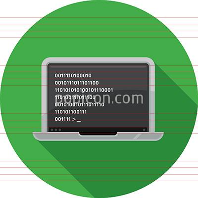 400x400 Laptop Computer With Code And Command Prompt Icon On Background