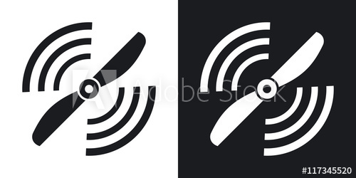 500x250 Vector Airplane Propeller Icon Two Tone Version On Black