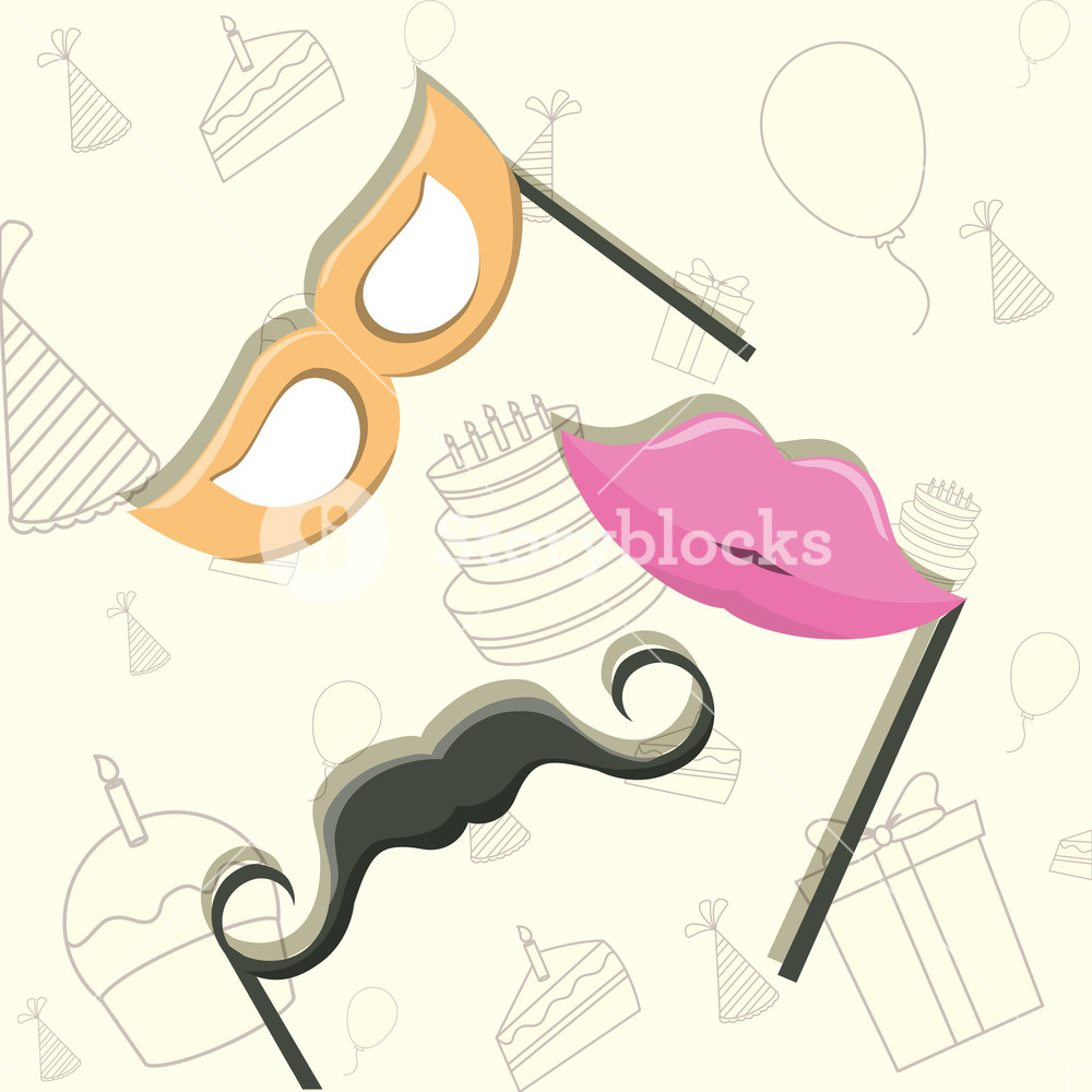 Party Props Icon Over White Background, Colorful Design Vector 1000x1000 Party Props Icon Over White Background, Colorful Design Vector