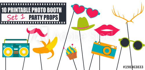 Bright Photo Booth Props Icon Set Vector Illustration 500x242 Bright Photo Booth Props Icon Set Vector Illustration