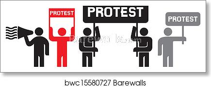 435x181 People Protesting Icons, Art Print Barewalls Posters Prints