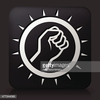 416x416 Black Square Button With Protest Icon Premium Clipart