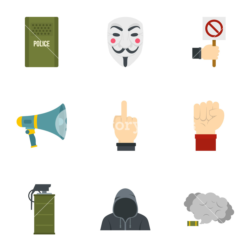 1000x1000 Revolt Protest Icon Set Flat Set Of Revolt Protest Icons