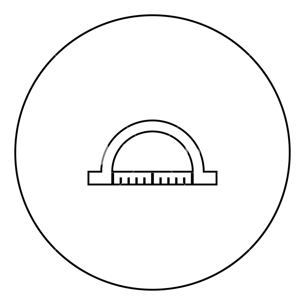 1000x1000 Protractor Black Icon In Circle Outline Vector Illustration Image