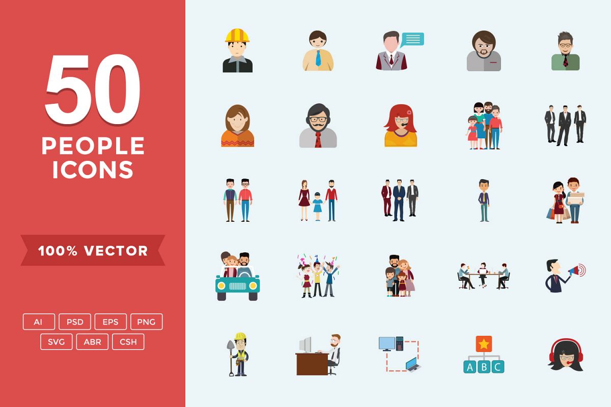 1200x800 Flat Icons People Set