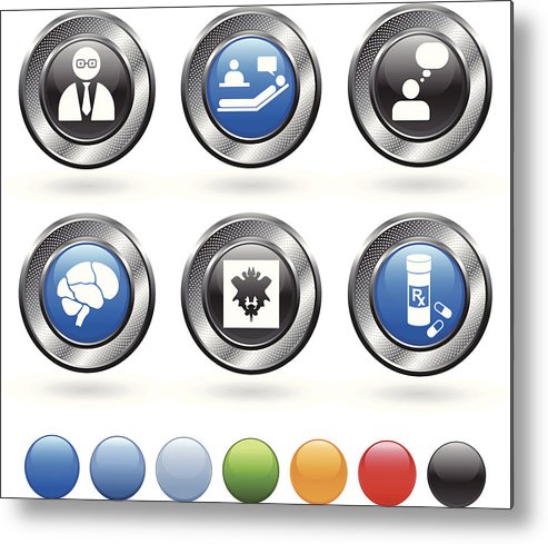 493x489 Psychiatry Psychology Royalty Free Vector Icon Set Metal Print