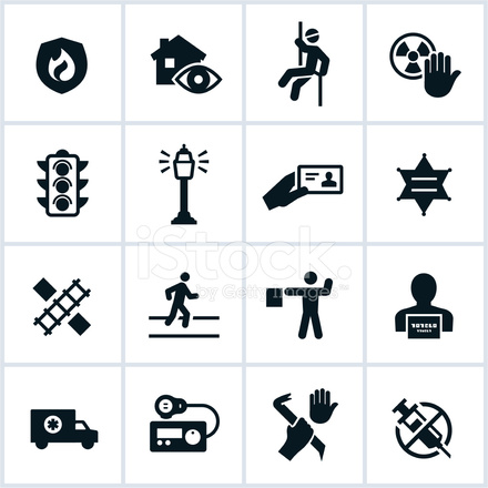 440x440 Public Safety Icons Stock Vector