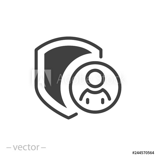 500x500 User Shield Icon, Public Safety Linear Sign On White Background