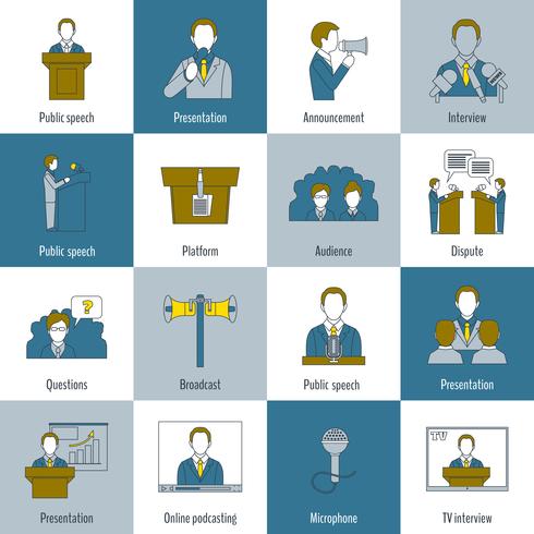 490x490 Public Speaking Icons Flat Line