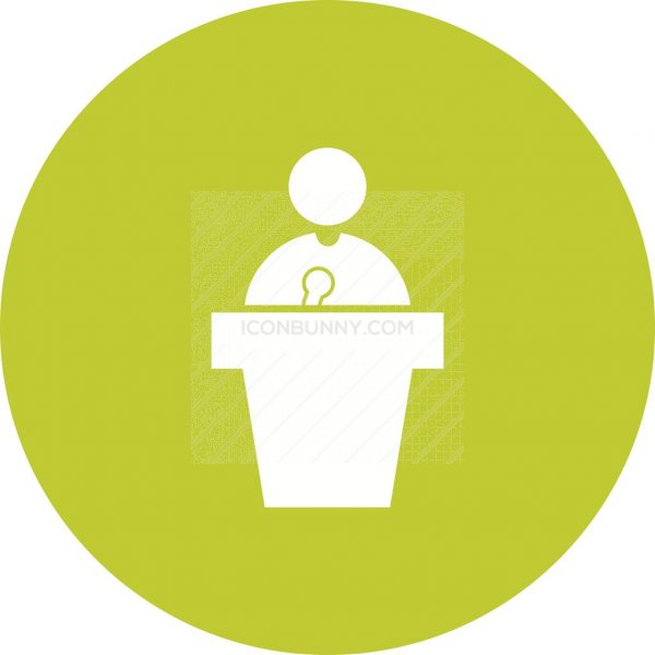 600x600 Speaking On Podium Flat Round Icon