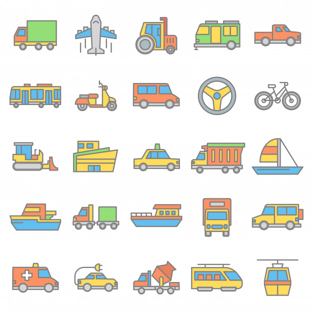 Set Of Vehicle And Public Transportation Icon Vector Premium 626x626 Set Of Vehicle And Public Transportation Icon Vector Premium