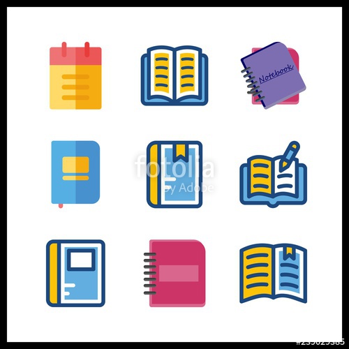 500x500 Publication Icon Vector Illustration Publication Set Notebook