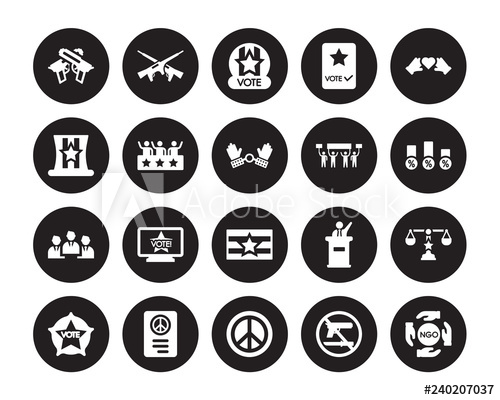 500x400 Vector Icon Set Weapons, No Weapons, Pacifism, Peace Treaty