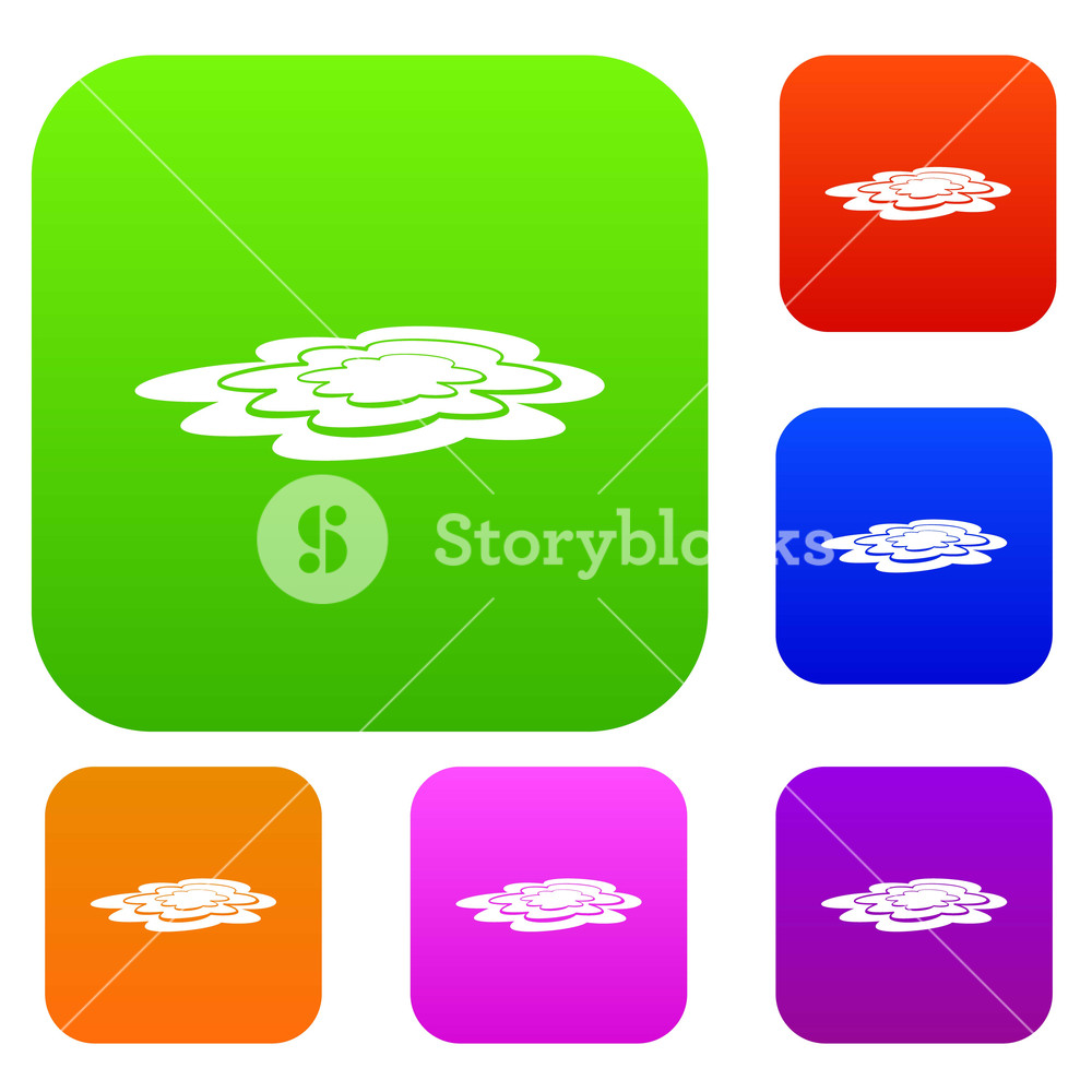 1000x1000 Water Puddle Set Icon Color In Flat Style Isolated On White