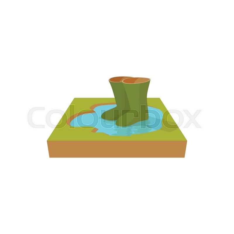 800x800 Green Rubber Boots In A Puddle Icon, Stock Vector Colourbox