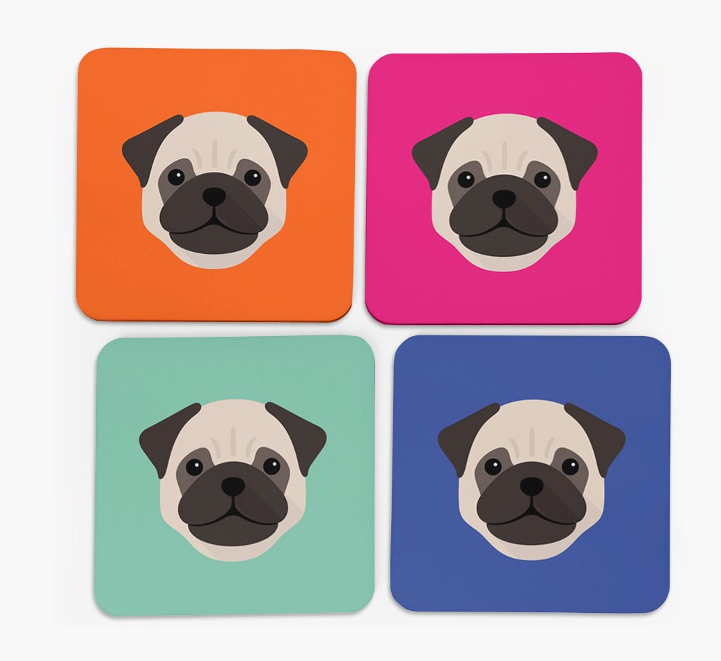 1036x950 Pug Icon Coasters