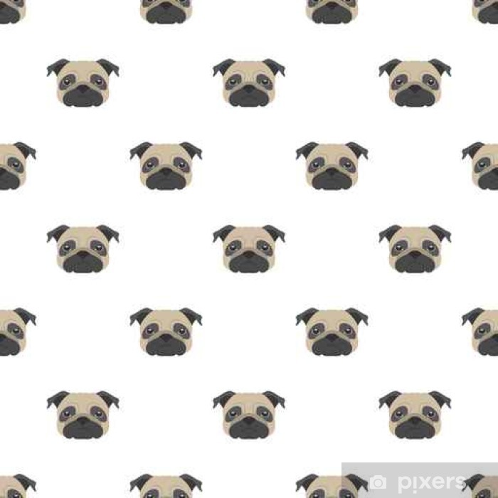 700x700 Seamless Vector Pattern With Pug Dog Head Flat Icon Repeating