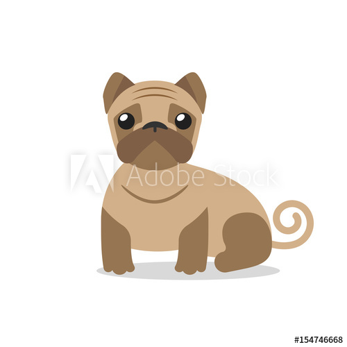 500x500 Sad Puppy Pug Icon Isolated On White Background Template
