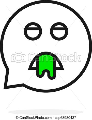 362x470 Thin Line Puke Emoji Speech Bubble Logo Disease Intoxication