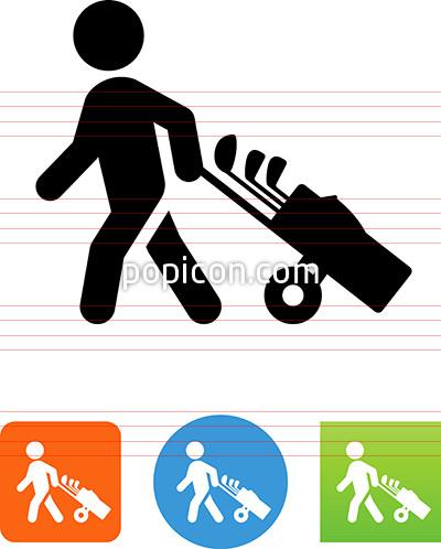 400x498 Golfer With Pull Cart Icon