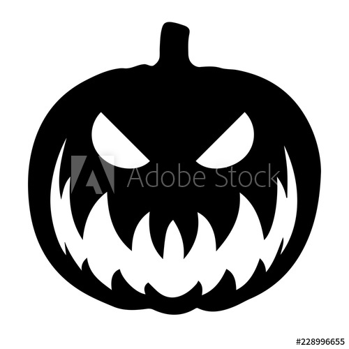 500x500 Simple, Black, Silhouette Carved Halloween Pumpkin Scary Carved
