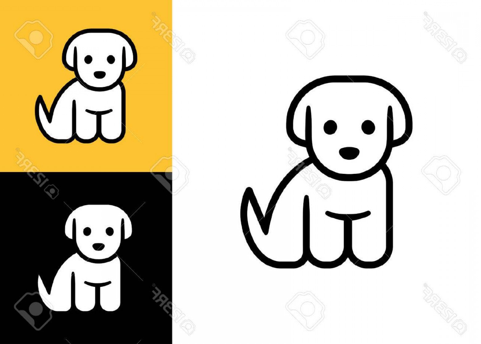 1560x1116 Photostock Vector Puppy Icon Isolated On White Black And Yellow