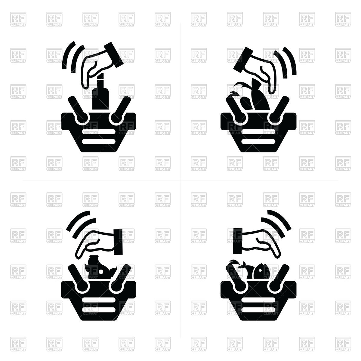 1200x1200 Hand And Shopping Cart Icon Set