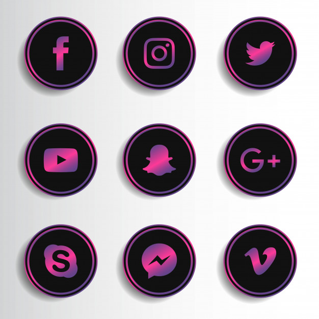 626x626 Social Media Icon Pack With Purple Color Vector Premium Download