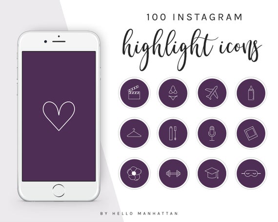 570x454 Instagram Story Highlight Covers Purple Instagram Story Etsy