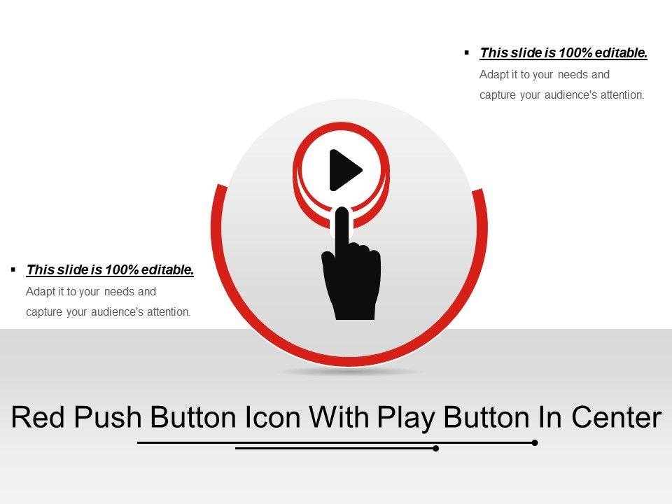 960x720 Red Push Button Icon With Play Button In Center Templates