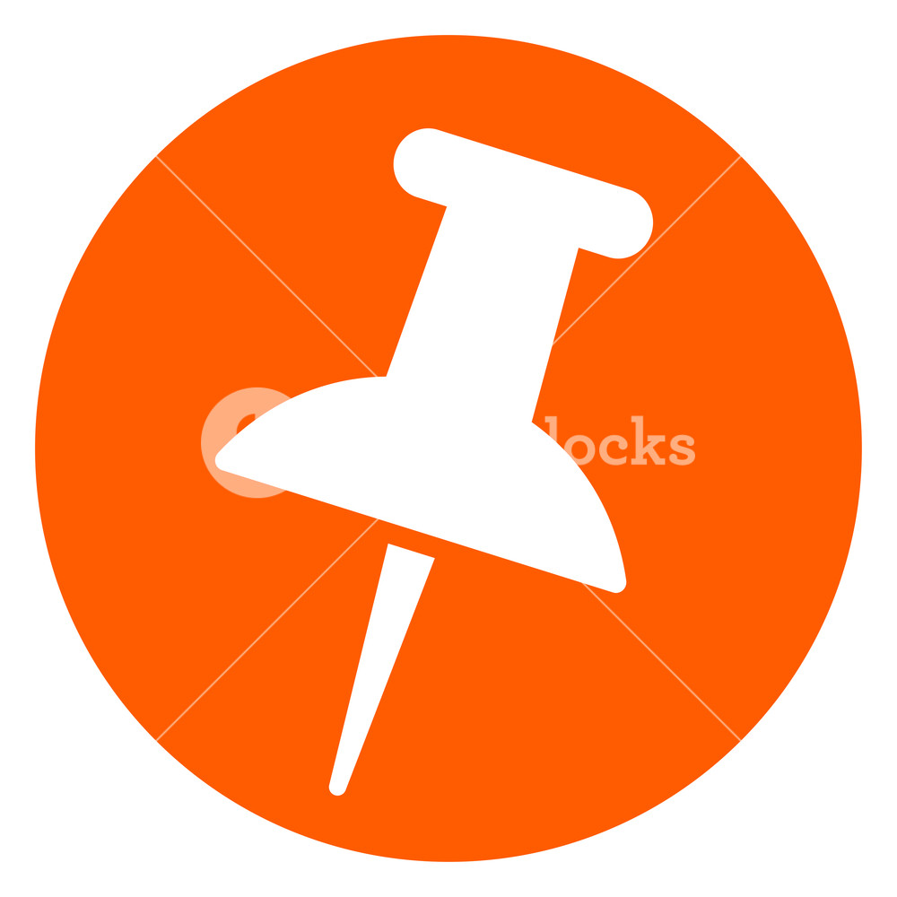 1000x1000 Illustration Of Push Pn Orange Circle Icon Royalty Free