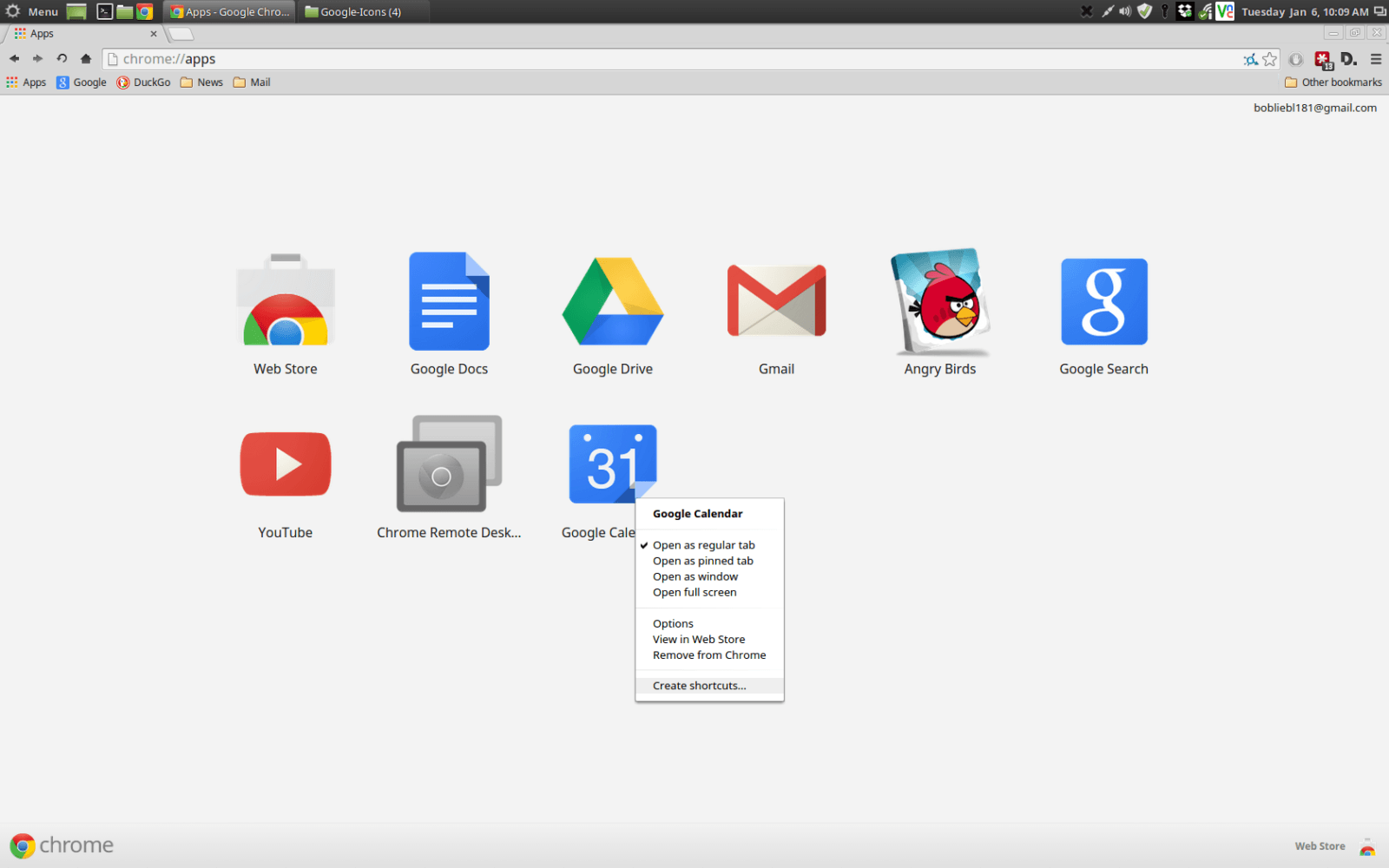 how to put the gmail icon on my desktop for firefox 61.0.2