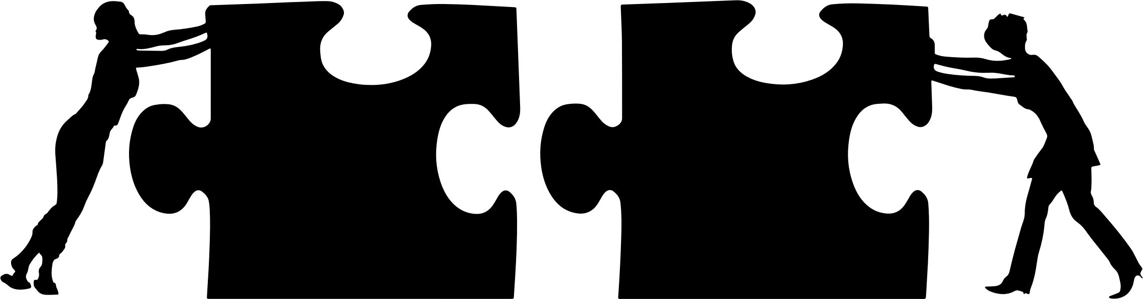2277x596 Two Women, Two Puzzle Pieces Silhouette Icons Png