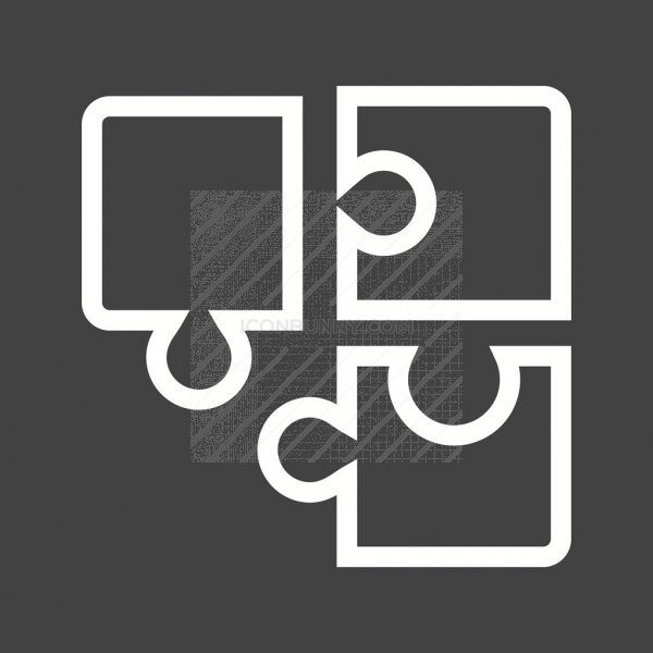 600x600 Puzzle Pieces Line Inverted Icon