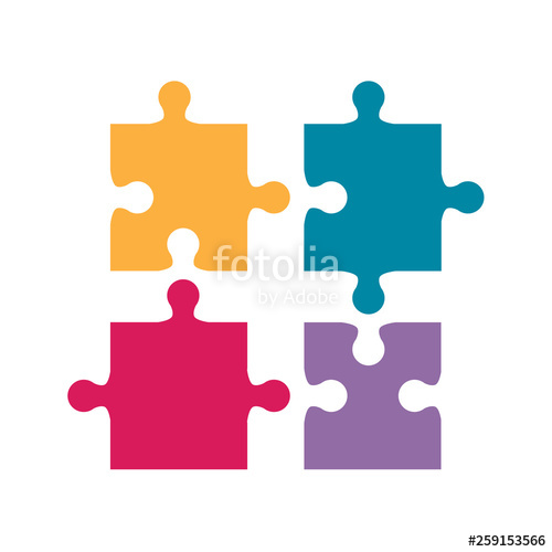 500x500 Colorful Puzzle Pieces Icon Vector Illustration Stock Image