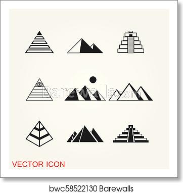 362x382 Pyramid Icon Vector, Triangle Symbol, Modern Flat Illustration