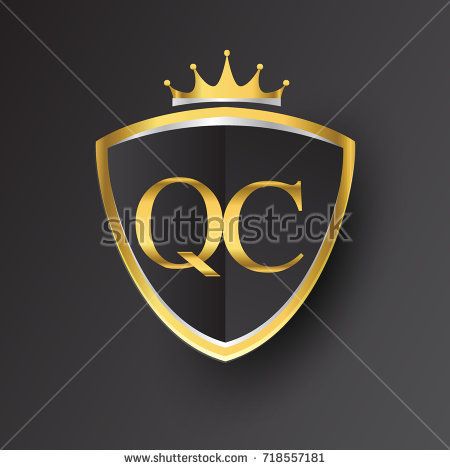 450x470 Initial Logo Letter Qc With Shield And Crown Icon Golden Color