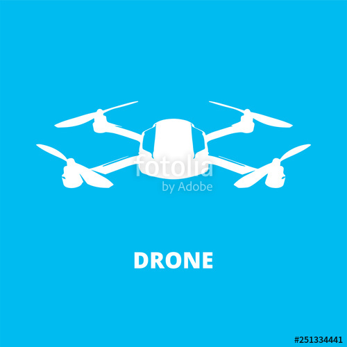 500x500 Quadcopter Icon Drone Concept Symbol Design Isolated On Blue